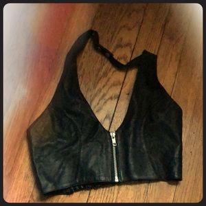 Leather bralette black